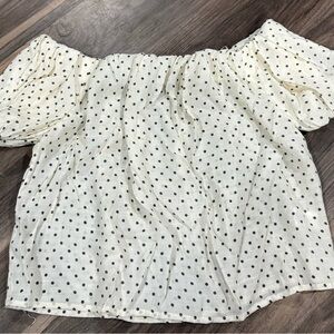 Sweet Rain Cream Polka Dot Off-Shoulder Blouse